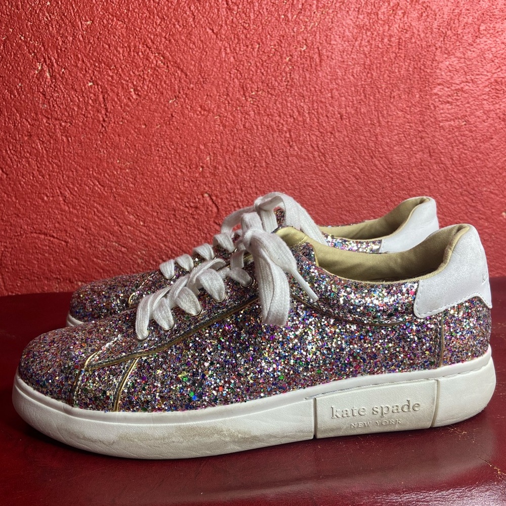 Sequin Glitter Sparkle Kate Spade Platform Sneaker Size 9